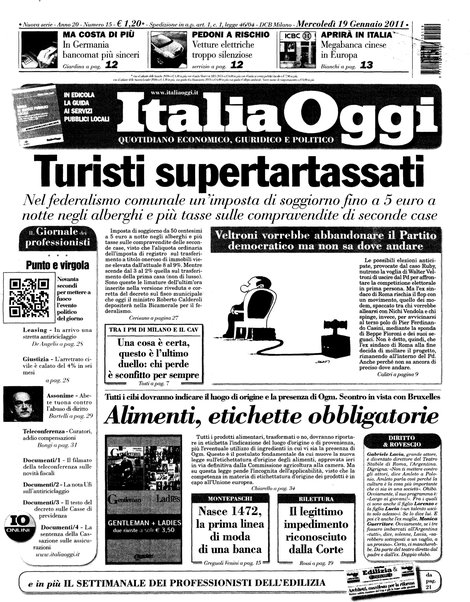 Italia oggi : quotidiano di economia finanza e politica